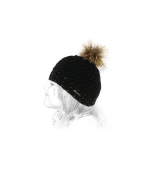 black child beanie fur pompom Isys Kids black